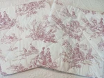 Cabbages & Roses London Red White Toile Pair King Pillow Shams French Country. Fixed Price $38.00.