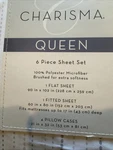 Charisma Queen 6-PIECE Microfiber Sheet Set New Grey $ White Tracks Pearl. Fixed Price $40.00.