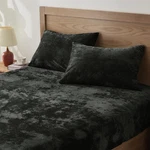 Velvet Fitted Sheet And Pillowcases Set, Luxury Soft Fuzzy Bottom With. Fixed Price $49.04.