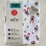 New Martha Stewart Holiday Christmas King Sheet Set Candy Canes Cotton Cottage. Fixed Price $88.00.