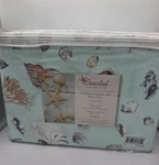 Coastal Collection 4 Piece King Sheet Set-sea Shells Beach House- Oceanside. Fixed Price $49.99.