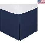 Mk Collection Solid Pleated Bed Skirt 14" Drop New Full, Navy Blue. Fixed Price $29.38.