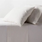 Twin/twin Xl Organic Percale Sheet Set Khaki/white Stripe - Threshold. Fixed Price $59.00.