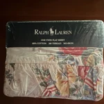 Nos Ralph Lauren Dylan's Grove Multi Twin Ruffle Flat Sheet 100% Cotton Floral. Fixed Price $165.00.