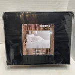 Brooklyn Loom 100% Cotton Percale - 4 Piece Sheet Set, Queen, Black. Fixed Price $39.99.