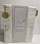 Papyrus 300 Thread Count 100% Cotton Sateen Queen 4 Piece White Sheet Set. Fixed Price $69.99.