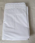Vintage Westpoint Stevens White Eyelet Lace Scalloped Edge Twin Flat Sheet Usa. Fixed Price $16.25.