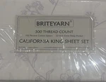 Briteyarn Cal King Sheet Set 300TC 100% Cotton Sateen 22 Deep Pocket Nip. Fixed Price $74.00.