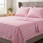 Luxurious Queen Bed Sheet Set - Lightweight, Deep Pocket, Chic Leopard Design. Fixed Price $54.33.