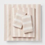 Full Cotton Blend Sateen Sheet Set Ivory/pink Textured Stripe - Room Essentials. Fixed Price $13.99.