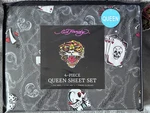 Hardy Queen Sheet Set 4 Piece Gray Skull Tiger Playing Cards Bedding New. Fixed Price $43.60.