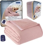 Thermee Micro Flannel Heated Blanket Sherpa Back 10-SETTING Full Blush. Fixed Price $189.00.