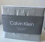 Calvin Klein 4PC Queen Sheet Set 270 Tc Combed Cotton Percale Gray New Nip. Fixed Price $119.00.