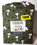 New Berkshire Peanuts Snoopy & Paw Print Twin Size Sheet Set. Fixed Price $34.00.