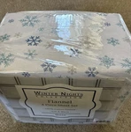 Winter Nights Snowflake Flannel Sheet Set, Queen. Fixed Price $45.00.