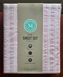 Martha Stewart Full Size Pink Sweet Stripe Crisp Cotton Percale Sheet Set. Fixed Price $66.00.
