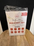Infinitee Xclusives Exquisite Caress Queen Bed Sheet Set White 4 Piece. Fixed Price $20.00.