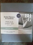 Better Homes & Gardens 4-PIECE Grey Flann Cotton Percale Sheet Set, King Comfort. Fixed Price $45.00.