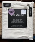 New Vera Wang Queen Size Cotton Linen Blend Sheet Set Cream/bone Color. Fixed Price $148.00.