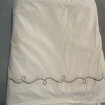 Pine Cone Hill Queen Flat Sheet White Embroidered Silver Gray Hem Stitch. Fixed Price $35.00.