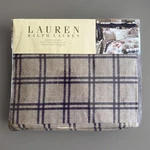 Ralph Lauren New Surrey Garden Tattersal Purple Tan Plaid Queen Flat Sheet. Fixed Price $149.95.