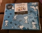 Berkshire Peanuts & Woodstock Twin Blue Bed Sheet Set Paw Prints New Package. Fixed Price $27.95.
