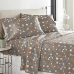 Pointehaven Heavy Weight Flannel Cotton Sheet Set Queen Snow Flakes/tan. Fixed Price $49.95.