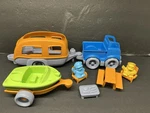 Green Toys Camper Set Car Vehicles Boat Trailer Eco Lot Complete Euc. Fixed Price $34.95.