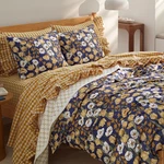 Lands End Twin Xl Ruffle Flat Sheet Dijon Gold/ivory Gingham New Farmhouse Bed. Fixed Price $64.99.