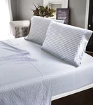 Deluxe Hotel 4-PIECE Sheet Set Dobby Stripe 100% Cotton Sateen 300 Tc Silver, Q. Fixed Price $28.99.