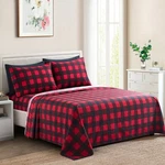 Modern Rayon From Bamboo Printed Soft Bedding 6 Piece Sheet Set, Red Black Plaid. Fixed Price $47.99.