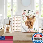Duckbe Highland Cow Baby Crib Bedding Set - 3 Pcs Nursery Chic. Fixed Price $85.20.