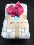 Martha Stewart Standard Quilted Shams 2 Pc Set Zale Coastal Blue Cotton New. Fixed Price $42.99.