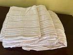 Ralph Lauren Bluff Point Ticking Stripe Tan Queen Sheet Set 100% Cotton Euc. Fixed Price $74.99.