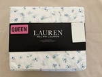 New 4PC Ralph Lauren Queen Sheet Set Cottage Petite Florals Blue & Green White. Fixed Price $88.34.