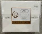 Superior Brand King Size White Solid Bed Sheet Set 300TC Percale Weave New. Fixed Price $64.99.