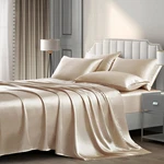 Pothuiny Satin Sheets King (6 Pieces, Taupe) - Luxury Silky Bed Sheet.... Fixed Price $54.37.