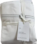 Pottery Barn Emilia Embroidered Organic Percale Sheet Set King White/gray Mist. Fixed Price $149.99.
