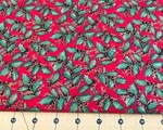 Metallic Holly Red Christmas 100% Cotton Fabric Sold By The Yard #2079. Fixed Price $8.99.