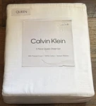 Calvin Klein White Sateen Weave Queen Size Cotton Sheet Set 300 Thread Count. Fixed Price $68.00.