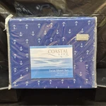 Coastal Life Twin Sheet Set Navy Blue Nautical Anchor Pattern 100% Cotton 300CT. Fixed Price $35.25.