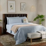 Color Sense Set Queen 300 Thread Count Sateen 4 Piece Sheet Light Blue. Fixed Price $29.99.