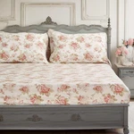 Dada Bedding Hint Of Mint Dainty Cottage Floral Roses Cotton Fitted Sheet W/ Pil. Fixed Price $47.99.