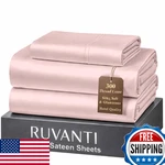 Ruvanti Twin Size Cotton Bed Sheet Set Piece Dusty Rose 300 Thread Count Soft. Fixed Price $89.23.