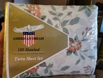 Vintage American Dream 180 Matched Piece Twin Sheet Set 39"X76" Flower Nos -E2. Fixed Price $24.95.