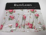 New Ralph Lauren Emma Blue White Stripe Rose Floral Ruffled Flat Sheet - Full. Fixed Price $129.99.