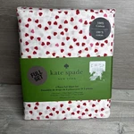 Kate Spade Full Size Sheet Set Solid Hearts Pink Red White 100% Cotton!! New. Fixed Price $31.00.
