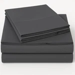 Exotic Linen Size Sheets Set 4 Piece QUEEN-10", Dark Grey Solid. Fixed Price $72.99.