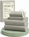 Lane Linen 100% Organic Cotton Sheet Set, 4PC King, 06: Silver. Fixed Price $95.67.