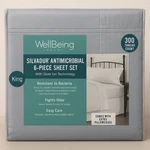 Wellbeing 300 Thread Count 6 Pc. Sheet Set With Silvadur Antimicrobial Treatment. Fixed Price $100.00.